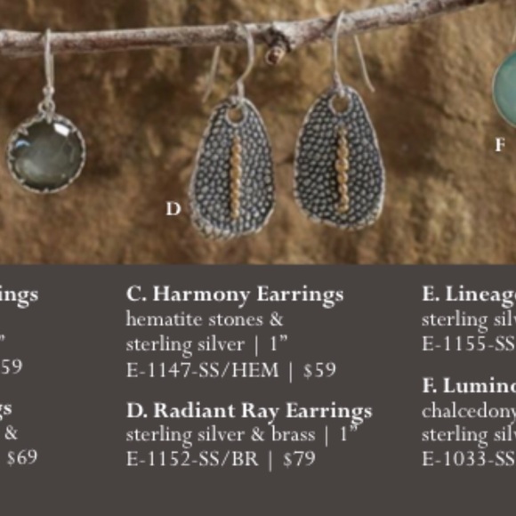 .925 sterling silver brass Radiant Ray Earrings - Picture 5 of 5